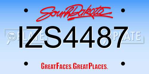 IZS4487 South Dakota License Plate