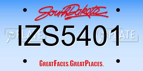 IZS5401 South Dakota License Plate