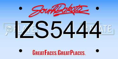 IZS5444 South Dakota License Plate