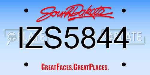 IZS5844 South Dakota License Plate