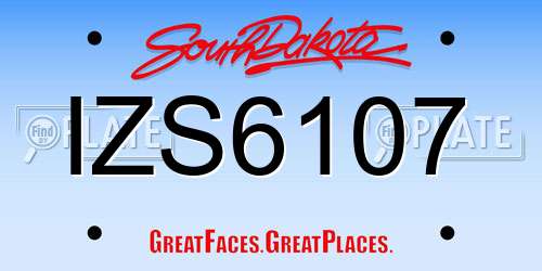 IZS6107 South Dakota License Plate