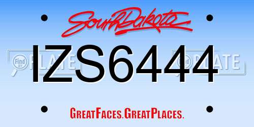 IZS6444 South Dakota License Plate