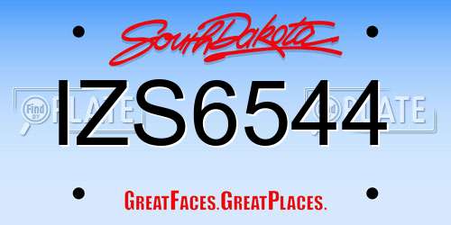 IZS6544 South Dakota License Plate