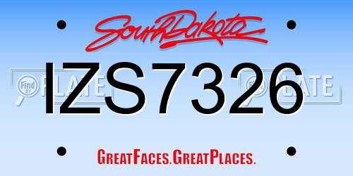 IZS7326 South Dakota License Plate