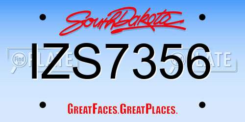 IZS7356 South Dakota License Plate