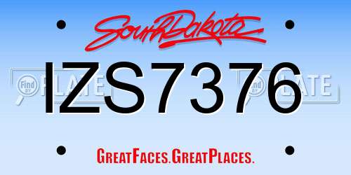 IZS7376 South Dakota License Plate