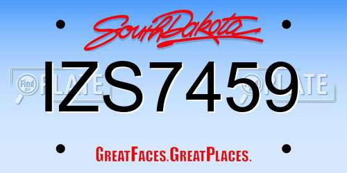 IZS7459 South Dakota License Plate