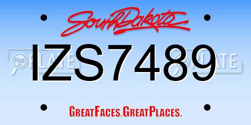 IZS7489 South Dakota License Plate