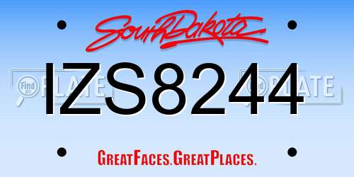 IZS8244 South Dakota License Plate