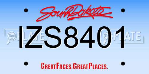 IZS8401 South Dakota License Plate