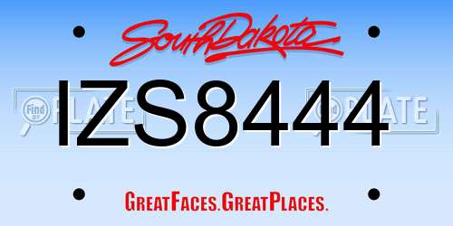 IZS8444 South Dakota License Plate