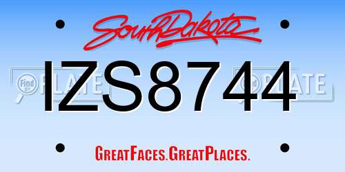 IZS8744 South Dakota License Plate