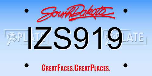IZS919 South Dakota License Plate