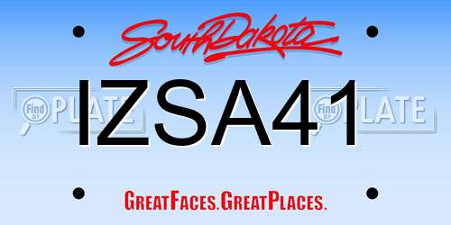 IZSA41 South Dakota License Plate