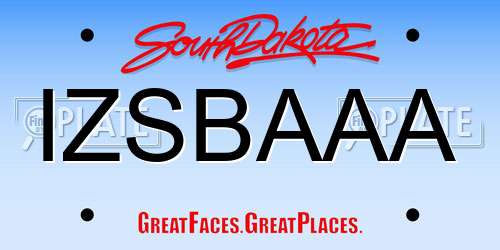 IZSBAAA South Dakota License Plate
