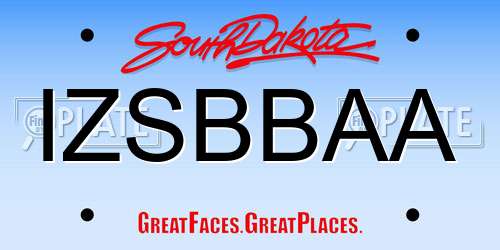 IZSBBAA South Dakota License Plate