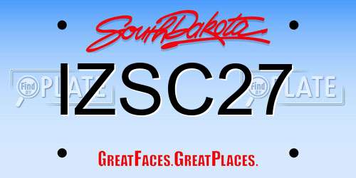 IZSC27 South Dakota License Plate