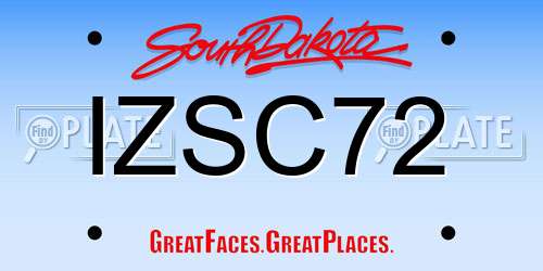 IZSC72 South Dakota License Plate