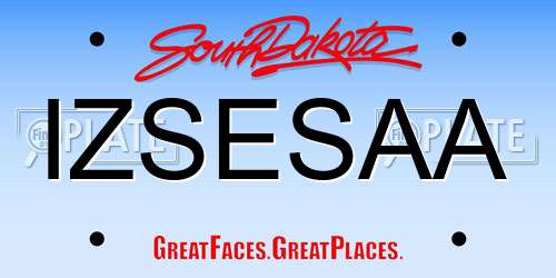 IZSESAA South Dakota License Plate