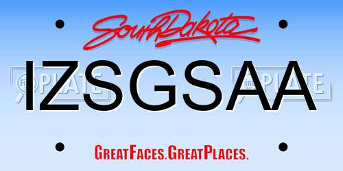 IZSGSAA South Dakota License Plate