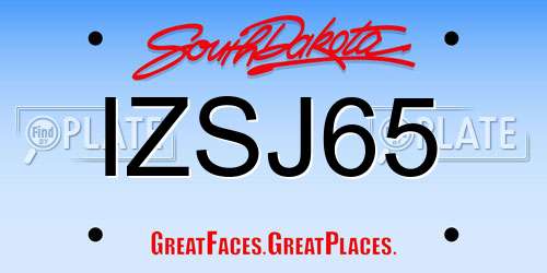 IZSJ65 South Dakota License Plate