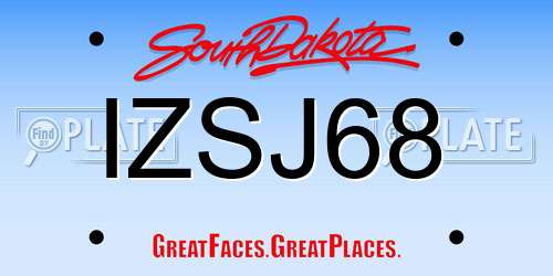 IZSJ68 South Dakota License Plate