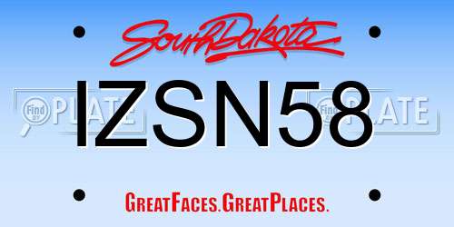 IZSN58 South Dakota License Plate