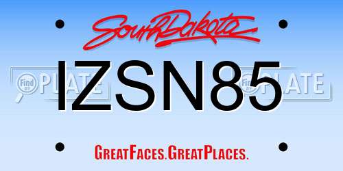 IZSN85 South Dakota License Plate