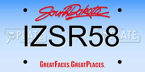 IZSR58 South Dakota License Plate