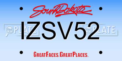 IZSV52 South Dakota License Plate