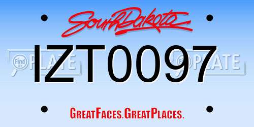 IZT0097 South Dakota License Plate