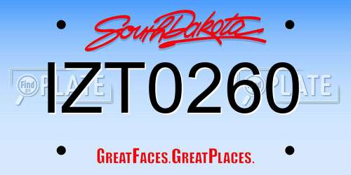 IZT0260 South Dakota License Plate