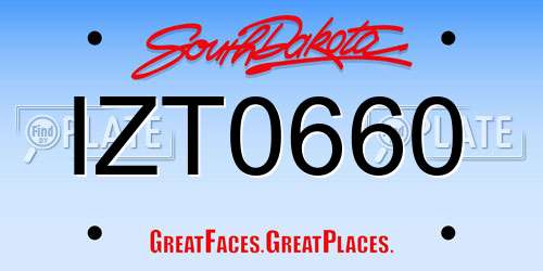 IZT0660 South Dakota License Plate