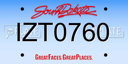 IZT0760 South Dakota License Plate