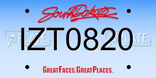 IZT0820 South Dakota License Plate