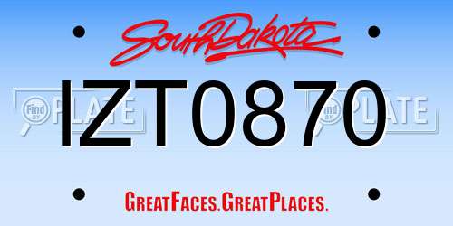 IZT0870 South Dakota License Plate