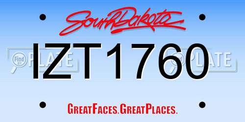 IZT1760 South Dakota License Plate