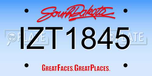 IZT1845 South Dakota License Plate