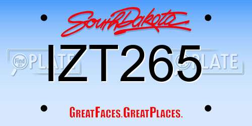 IZT265 South Dakota License Plate