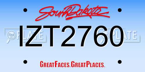 IZT2760 South Dakota License Plate