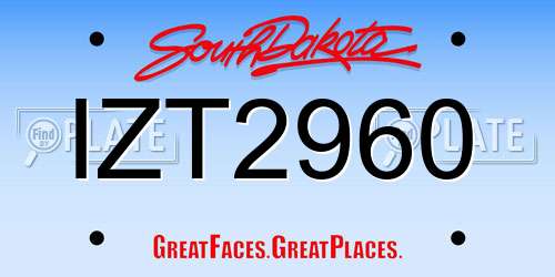 IZT2960 South Dakota License Plate