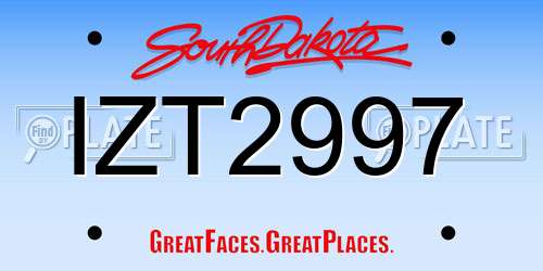 IZT2997 South Dakota License Plate