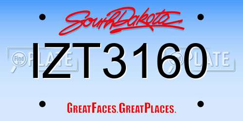 IZT3160 South Dakota License Plate