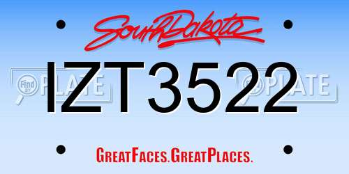 IZT3522 South Dakota License Plate