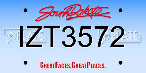 IZT3572 South Dakota License Plate