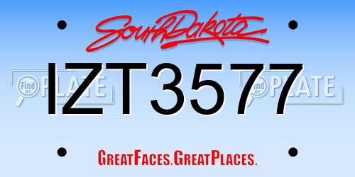 IZT3577 South Dakota License Plate