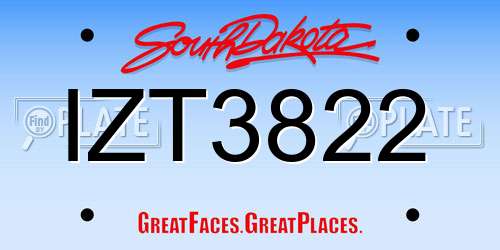 IZT3822 South Dakota License Plate