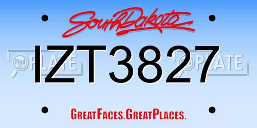 IZT3827 South Dakota License Plate