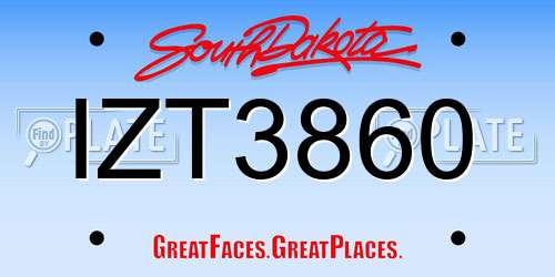 IZT3860 South Dakota License Plate