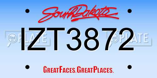 IZT3872 South Dakota License Plate
